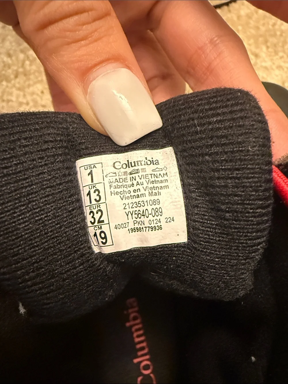 Columbia Kids Black Boots with Red Laces